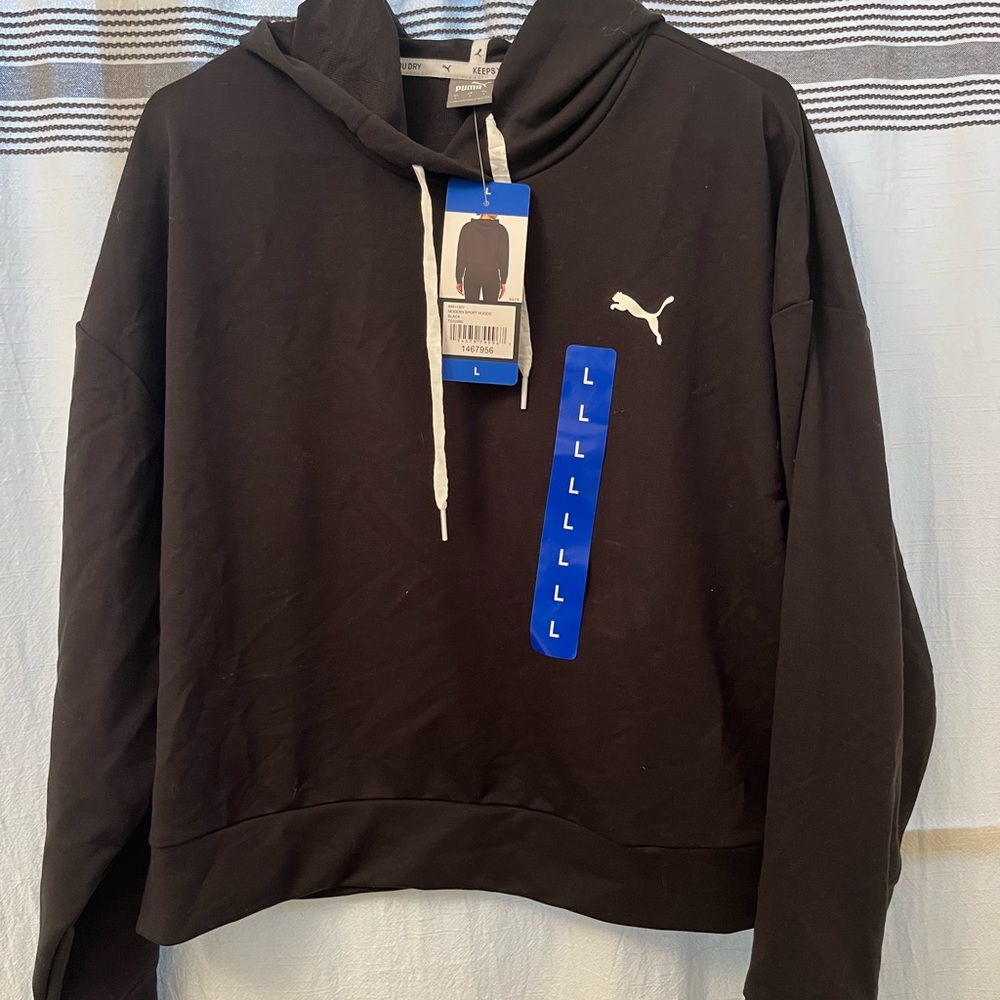 Womens black puma hooded sweater| Brand New|